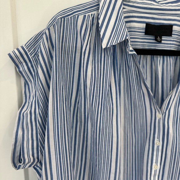 Nili Lotan Blue and White Striped Button Down Shirt 100% Cotton - Picture 6 of 10
